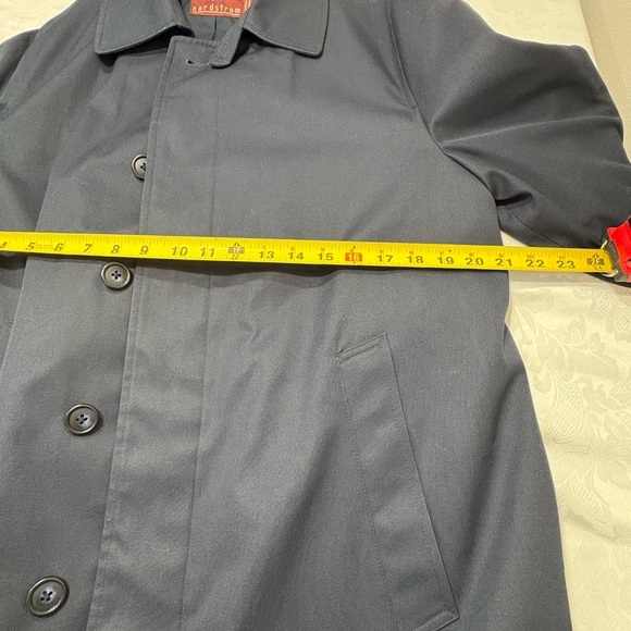 Nordstrom Poly Cotton Blend Top Coat Dress Jacket Dark Navy Blue Mens Size 40R - Picture 7 of 12